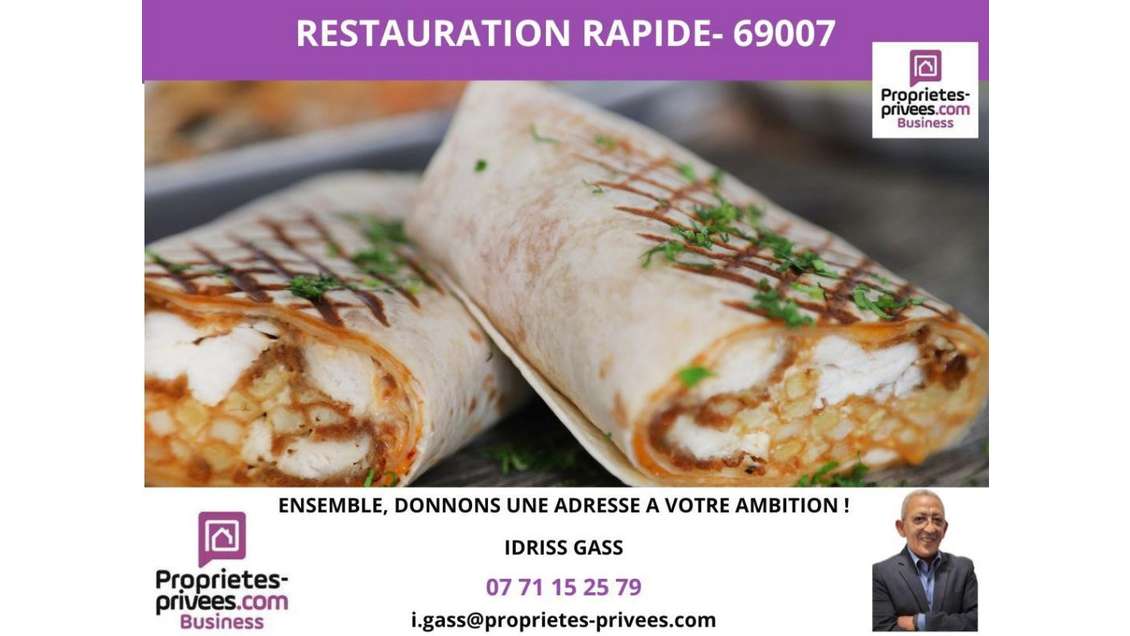Vente restaurant rapide 35 couverts 69007 Lyon