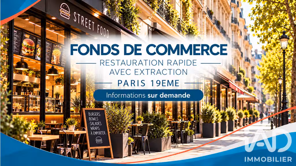 Vente restauration rapide avec extraction  à Paris