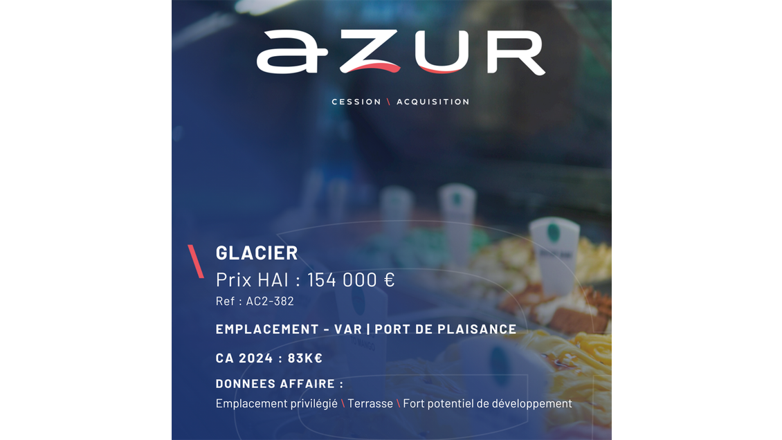 VENTE Glacier sur un port de plaisance dans le Var