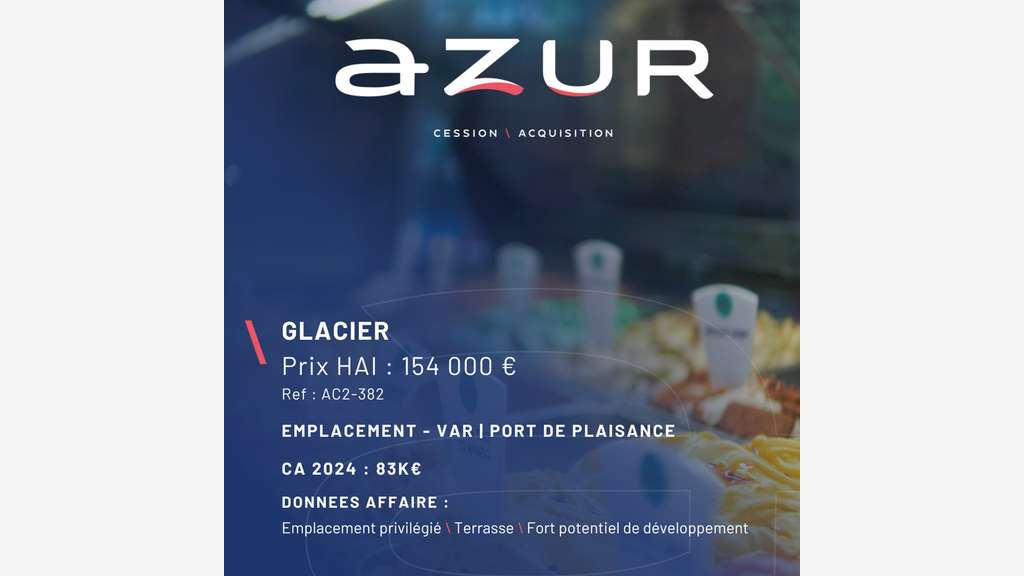 VENTE Glacier sur un port de plaisance dans le Var