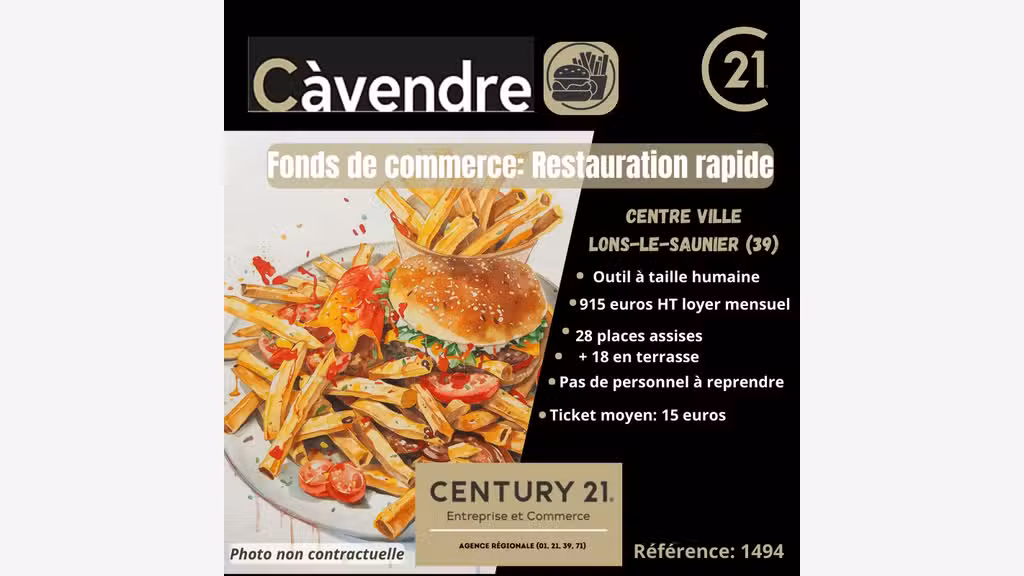 Vente restauration rapide à Lons Le Saunier centre