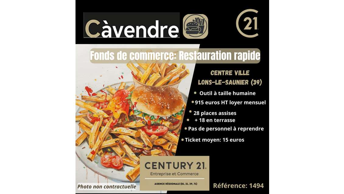 Vente restauration rapide à Lons Le Saunier centre