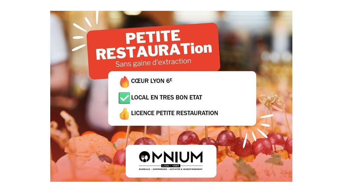 À vendre - Fonds de commerce petite restauration -