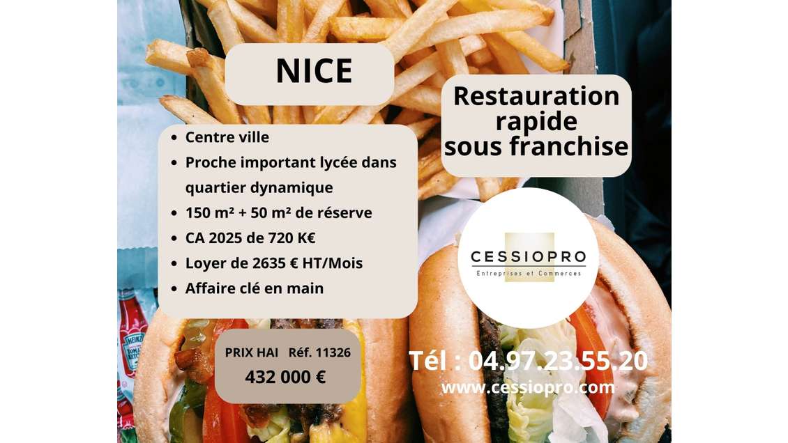 Vente restauration rapide sous franchise à Nice
