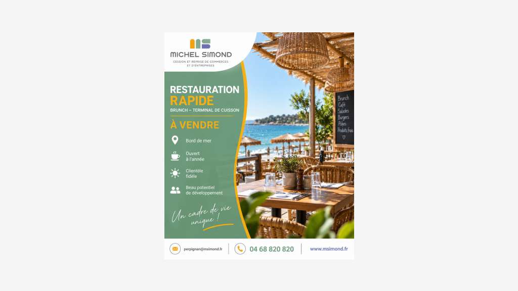 Vente restauration rapide brunch en bord de mer 66