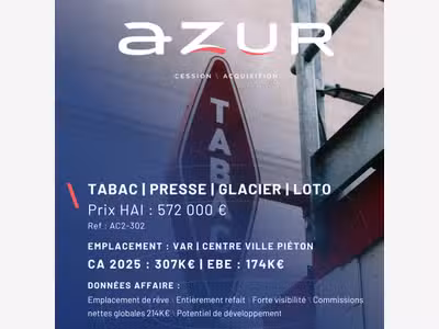VENTE Tabac Presse Loto Glacier dans le Var