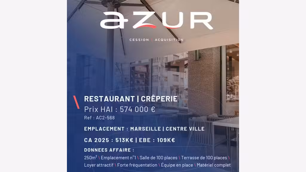 Vente crêperie emplacement N°1 loyer attractif