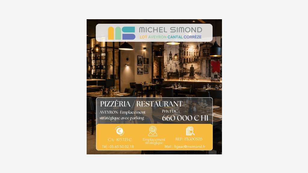 AV pizzeria lic IV 150 couverts + terrasse Aveyron