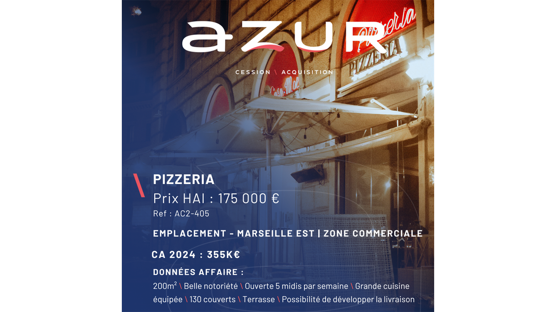 VENTE Pizzeria réputée en zone commerciale 13