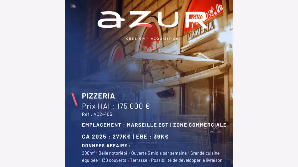 VENTE Pizzeria réputée en zone commerciale 13