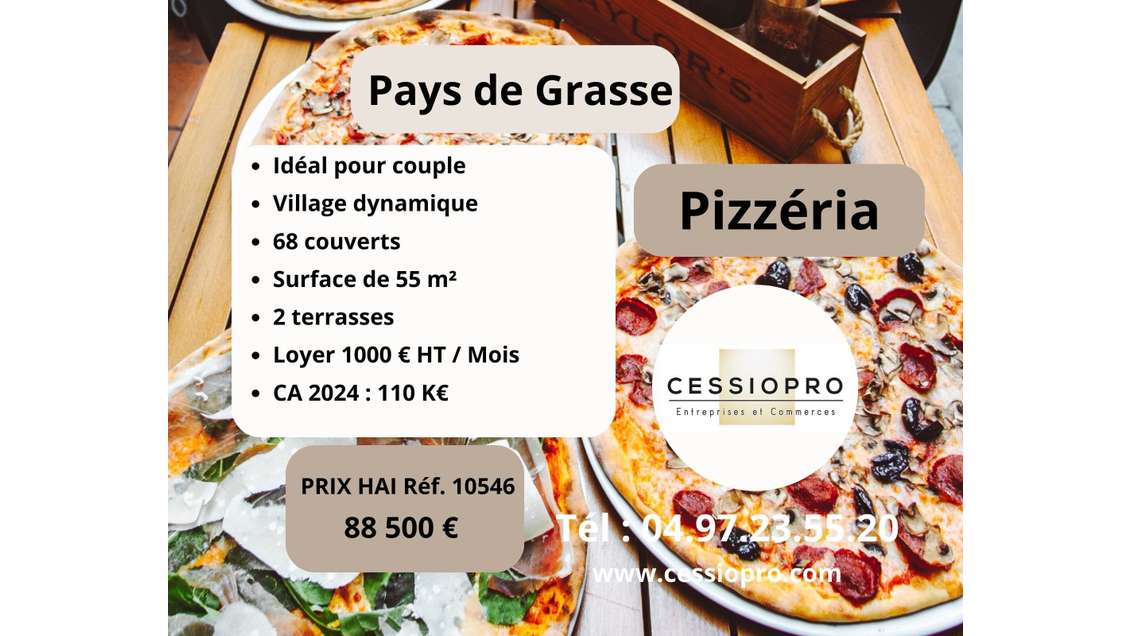 AV charmante pizzeria avec terrasse Pays de Grasse