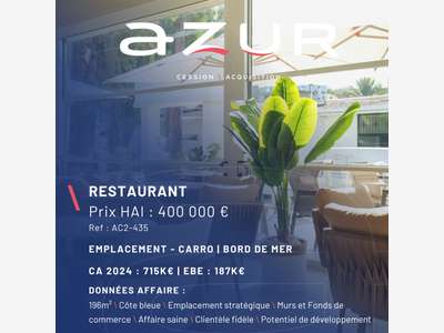 VENTE Restaurant en bord de mer Côte Bleue