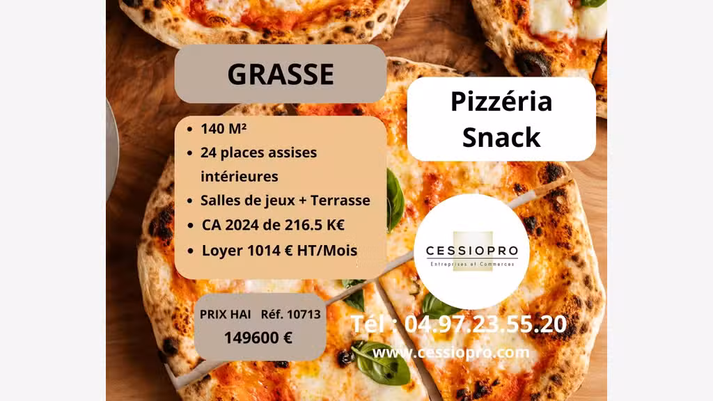 Vente pizzeria/snack en ZA secteur Grasse (06)