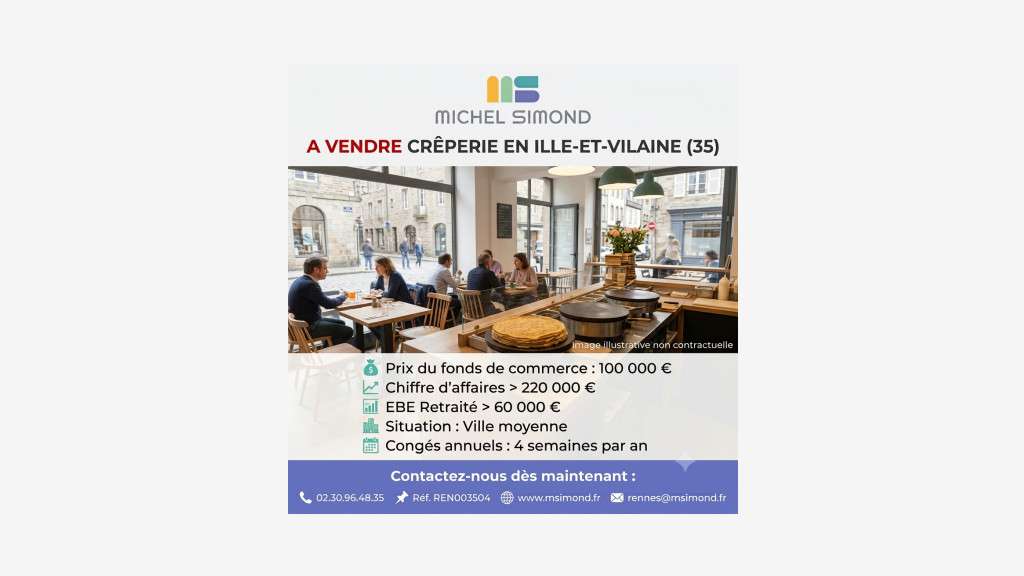 AV crêperie au sein d'une ville d'Ille-et-Vilaine