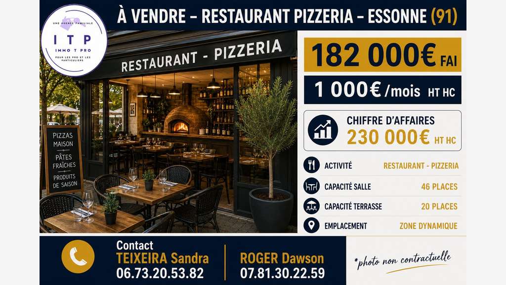 Cède magnifique pizzeria en périphérie d'Itteville