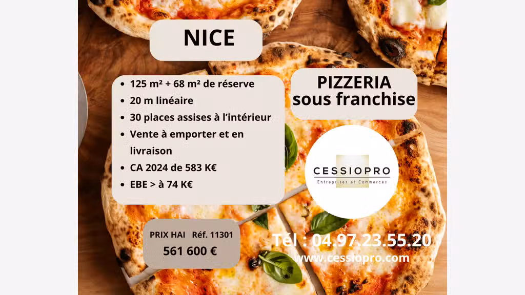A vendre pizzeria sous franchise reconnue à Nice