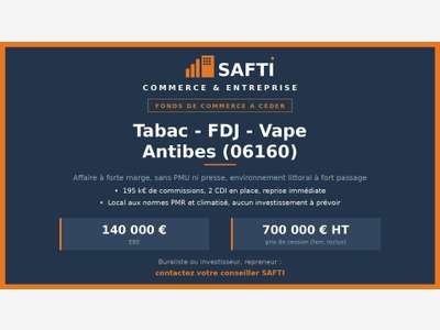 Cède FDC Tabac Vapotage Emplacement rare 06 Ouest