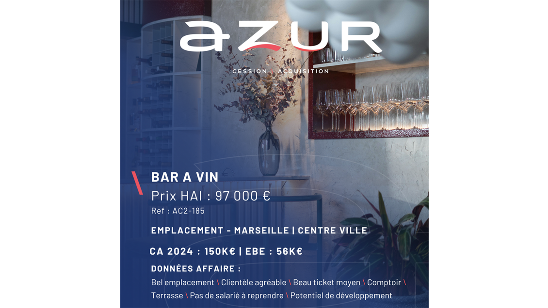 VENTE Bar à vins avec terrasse Centre ville