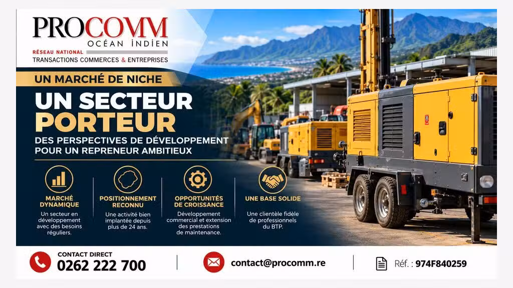 Cession FDC matériel BTP à Saint Leu Réunion