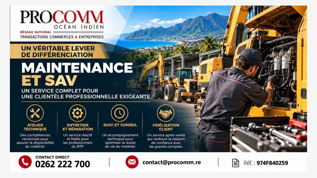 Cession FDC matériel BTP à Saint Leu Réunion