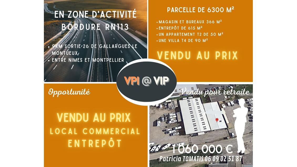 VENDU entrepôt magasin habitations Vergèze