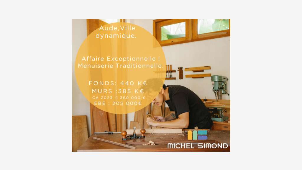 Vente FDC menuiserie bois traditionnelle dept Aude