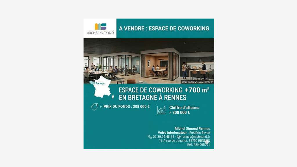Vente espace de coworking de + 700m² en Bretagne