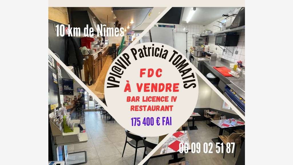 Vente FDC bar lic IV et restaurant à 12km de Nîmes