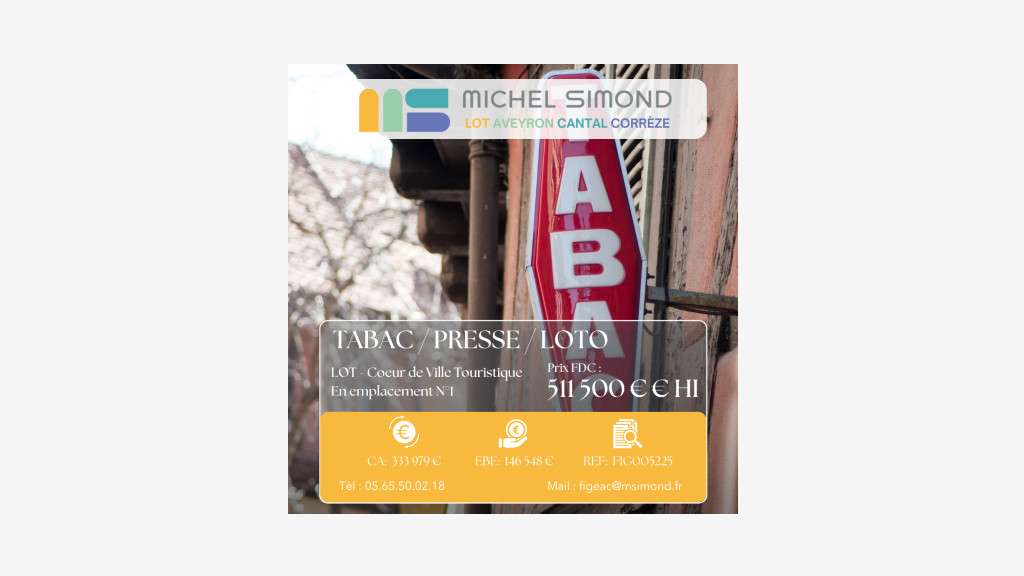 FDC tabac presse FDJ PMU à vendre dans le Lot