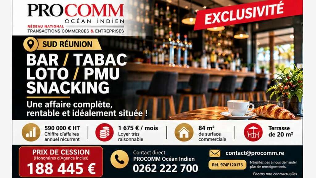Bar tabac loto PMU à vendre à Saint Pierre