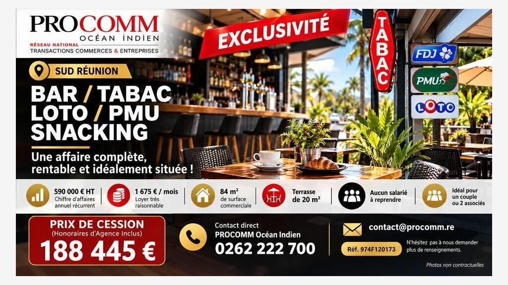 Bar tabac loto PMU à vendre à Saint Pierre