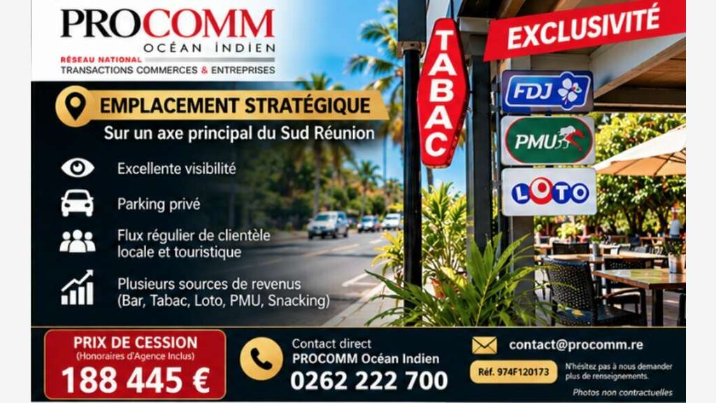 Bar tabac loto PMU à vendre à Saint Pierre