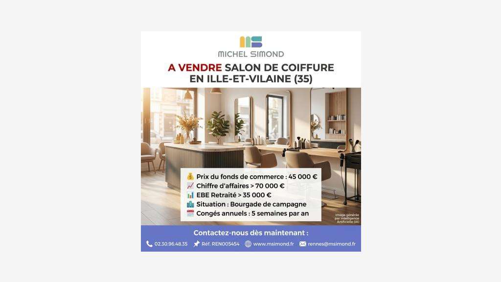 Vente salon de coiffure en bourgade de campagne 35