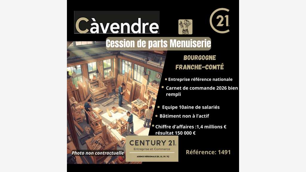 Vente parts sociales entreprises de menuiserie 25