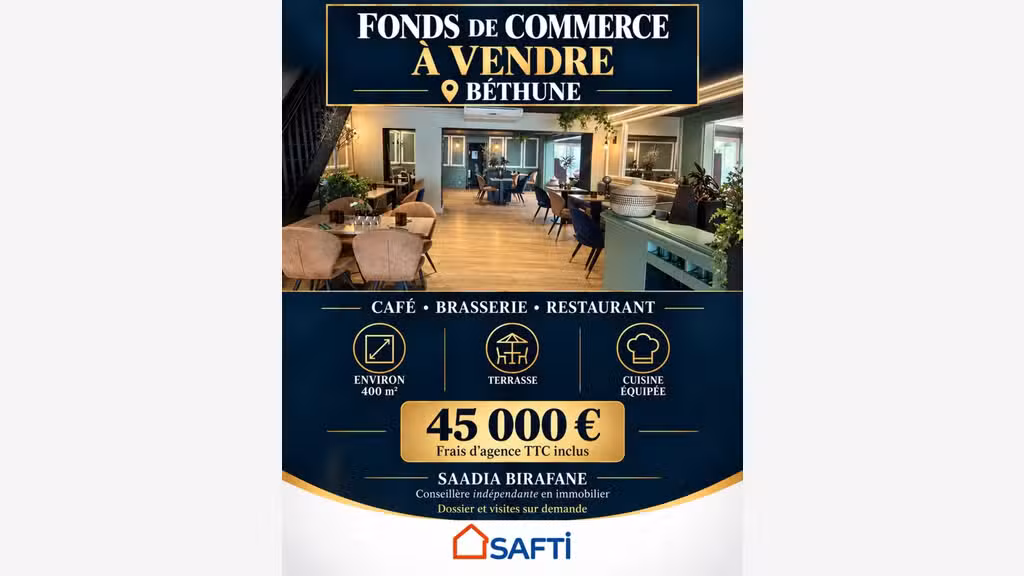 Vente FDC café brasserie restaurant sur Béthune
