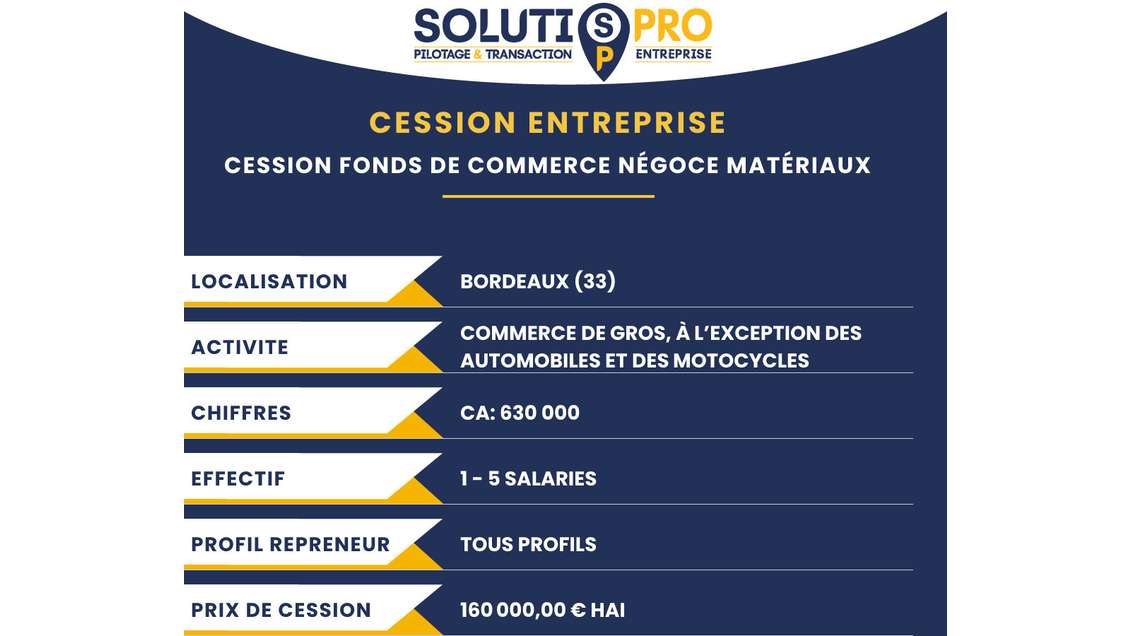 Vente négoce de matériaux en Métropole Bordelaise
