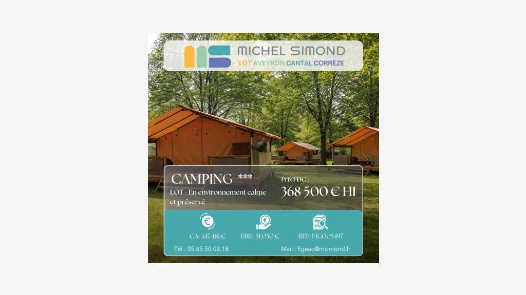 A vendre camping 3 *** en bord de rivière du Lot