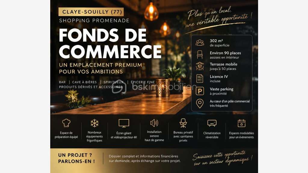 Vente FDC licence IV de 302m² à Claye Souilly