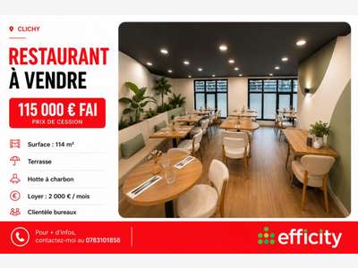 Vente restaurant de 114m² avec terrasse à Clichy