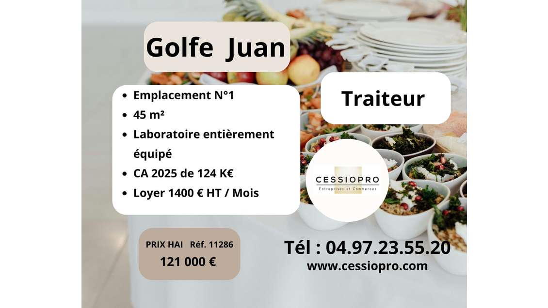 Vente FDC traiteur à Golfe-Juan emplacement N°1