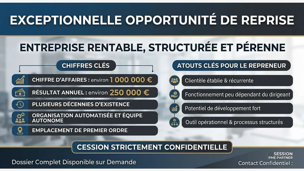 Entreprise rentable– 1 M€ DE CA dans le Jura