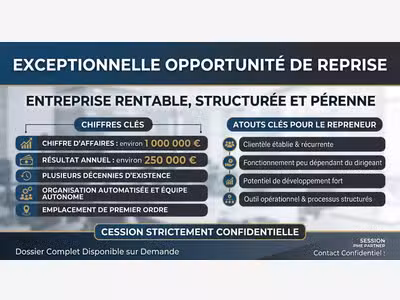 Entreprise rentable– 1 M€ DE CA dans le Jura