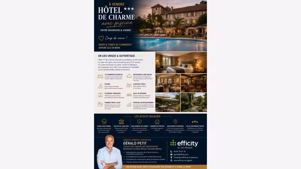Vente murs et fonds hôtel *** en Isère