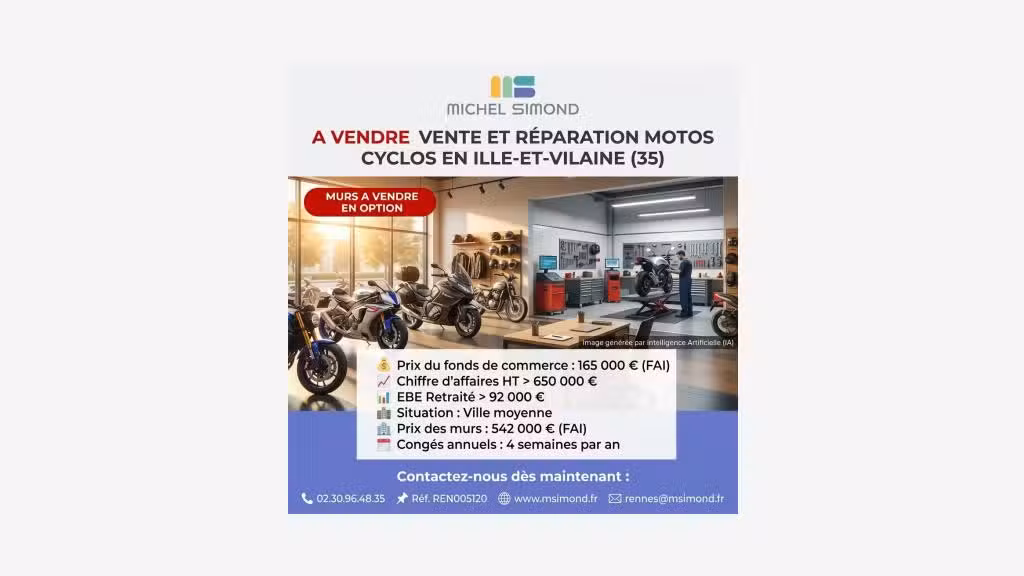 Cède FDC vente et réparation de motos cyclos 35