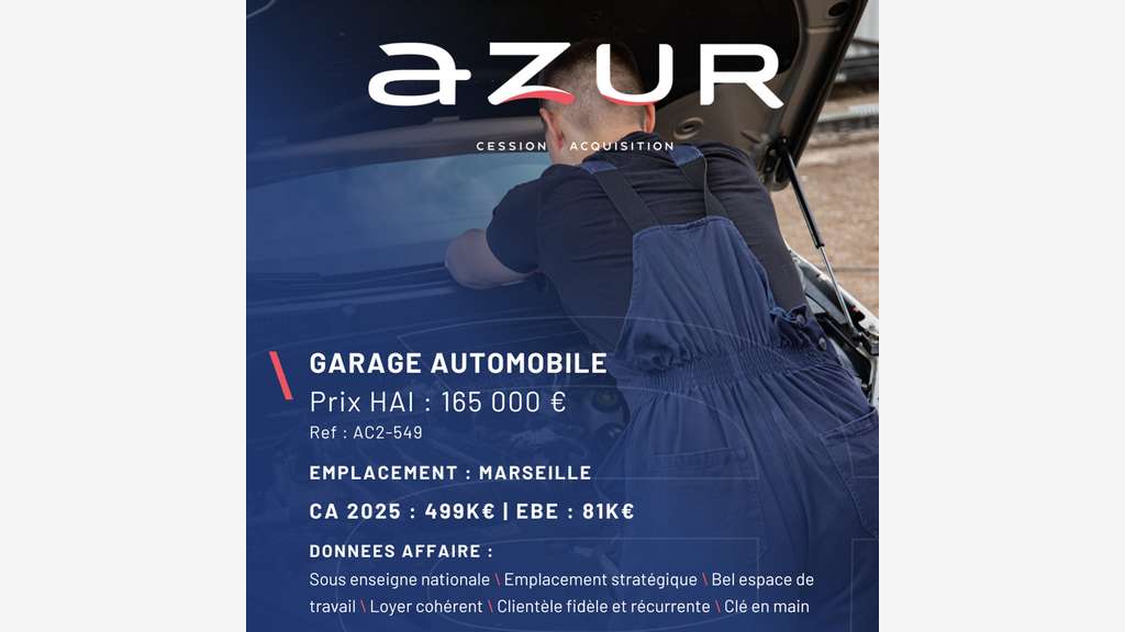 VENTE Garage automobile sous enseigne nationale