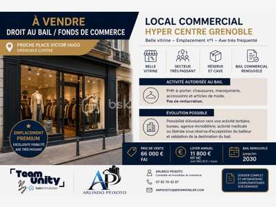 Vente FDC empl premium hyper centre Grenoble