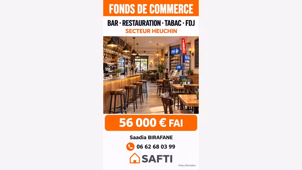 Vente bar restauration tabac FDJ secteur d’Heuchin