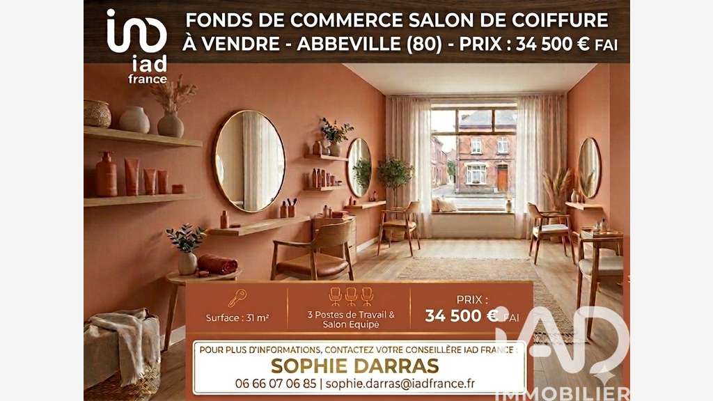 AV salon de coiffure 31m² Abbeville proche centre