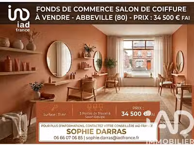 AV salon de coiffure 31m² Abbeville proche centre