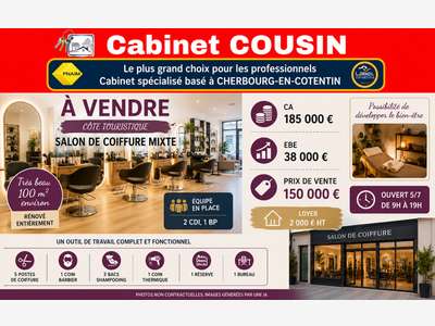 Vente salon de coiffure mixte côte touristique 50